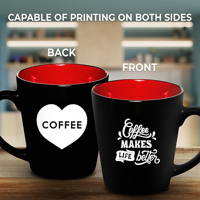 Custom Ceramic Coffee Latte Mugs 12 oz. Set of 50, Personalized Bulk Pack - Perfect for Coffee, Tea, Espresso, Hot Cocoa, Other Beverages - Red