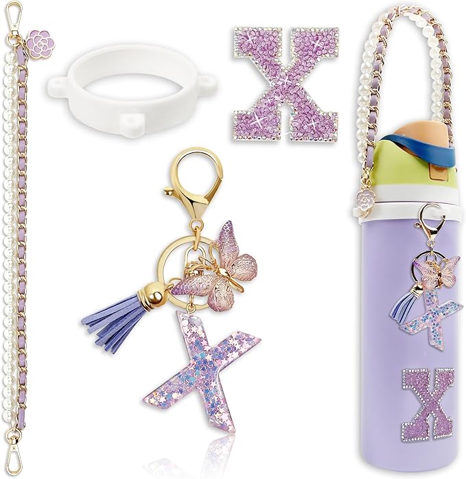 Letter Handle Strap Accessories with Cute Initial Charm Compatible with Owala Water Bottle 24oz 32oz 40oz Owala Kids