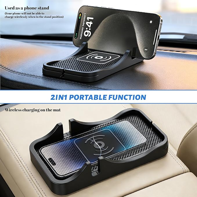 Non Slip Wireless Charger Mat for Mazda CX-3 CX-5 CX-30 CX-50 CX-7 CX-9 CX-70 CX-90 MX-30 Tribute 2001-2026, Type-C/USB Car Wireless Charger Non-Slip Phone Charging Wireless Car Charger