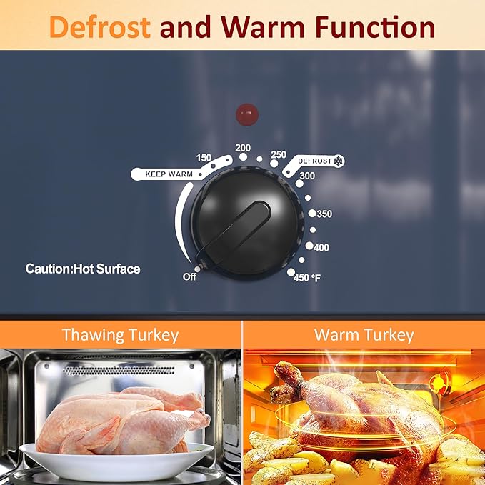 Sunvivi Electric Roaster, 18 Quart Roasting Oven with Self-Basting Lid Removable Pan, Turkey Roaster Oven with 150 to 450F Temperature Control Cool-Touch Handles, Blue