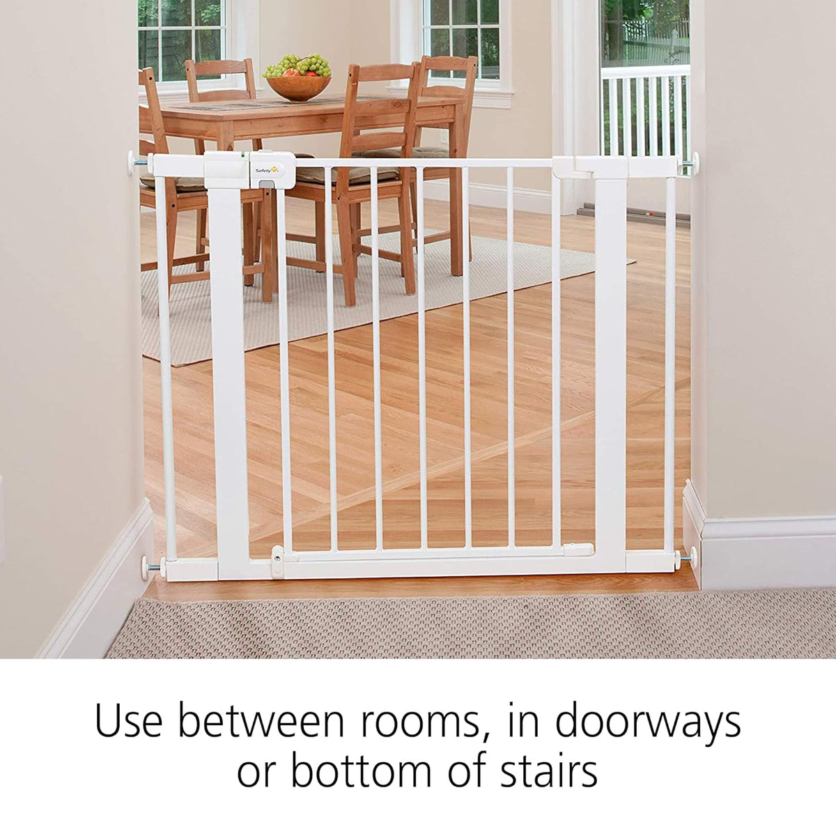 Safety 1st Easy Install Walk-Thru Baby Gate with Door – White, 28” Tall, Fits 29”–38” Doorways