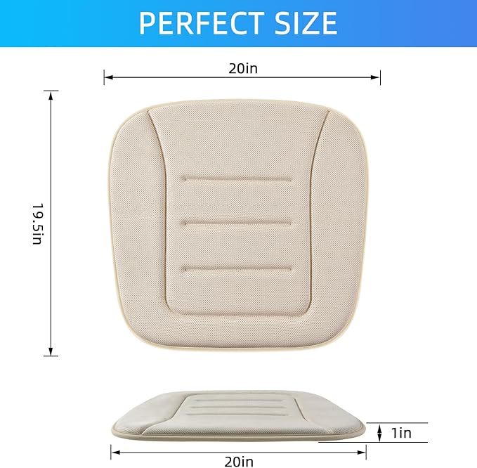 KAYI Car Seat Cushion, Memory Foam Car Seat Cushion, Anti Slip Rubber Bottom Car Seat Cushions for Driving, Suitable for Car and Office Chairs (2 Pack, Cream)