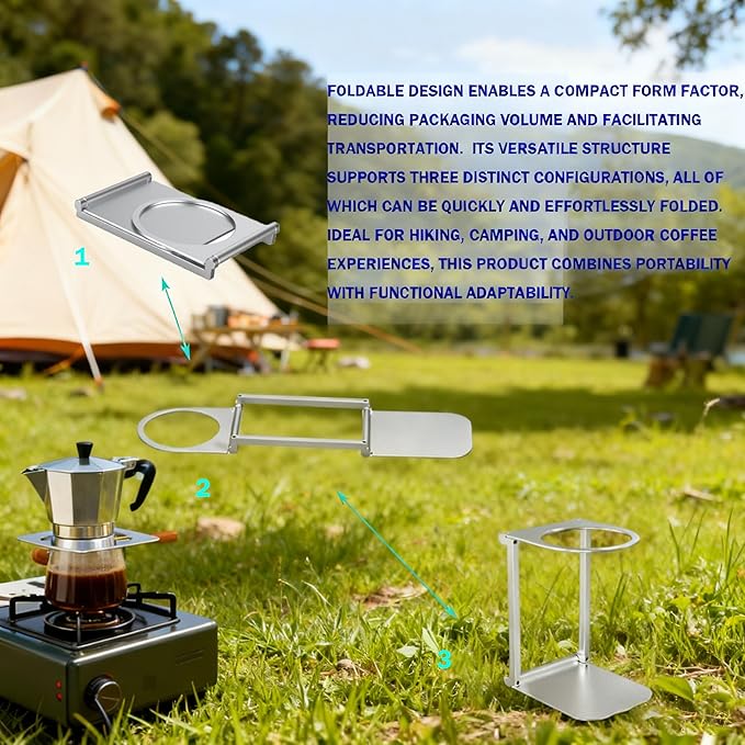 Foldable Aluminum Pour Over Coffee Stand ，Espresso Machine Holder, Portable Dripper Stand with Base for Home, Office, Camping Travel