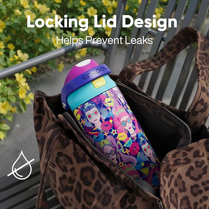ENCOOL Leakproof Insulated Water Bottle with Straw Dual-Sip Water Bottle Bag-Safe Design for Work, Commute & Gym – Keeps Drinks Cold All Day, 24 oz, Pastel Cool