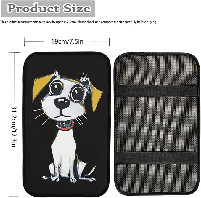 Mintutlipy Cute Dog Car Center Console Cover Cute Dog Car Storage Box Mat Automotive Armrest Pad Armrest Cushion Easy to Clean