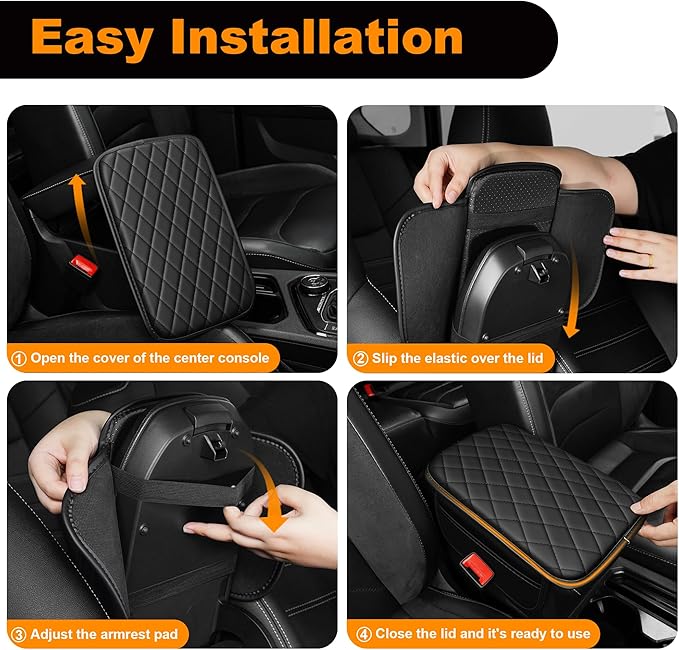 Car Center Console Cover Fit for Mazda CX-30 - Upgraded Faux Leather Armrest Cushion with 2 Storage Pockets - Waterproof & Durable Armrest Protector for Car (Black)
