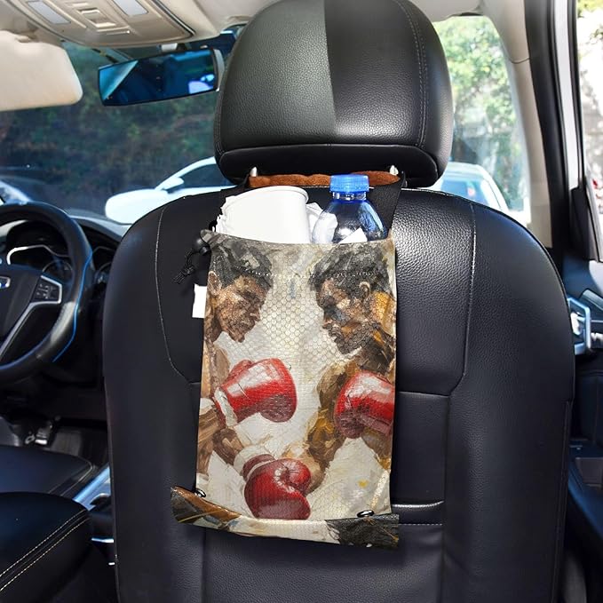 ALAZA Hanging Car Trash Bags Garbage Bag Trash Can for Back Seat Small Boxing 1 Washable Storage Bag Retractable 2 Pack