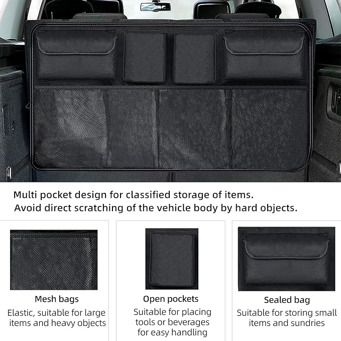 Car Hanging Trunk Organizer, Large Capacity Backseat Hanging 8 Piece Large Capacity Organizer Avoid Cluttered Stacking Car Accessories, Universal for SUV, Truck, RV