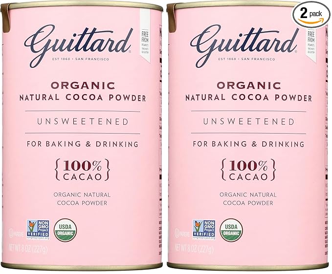 GUITTARD Organic Cocoa Powder, 8 OZ (Pack of 2)