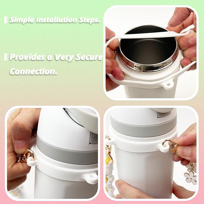 Handle Strap and Charm Set for Owala Water Bottle 24 oz, 32 oz, 40 oz, Owala Kids, Owala Coffee Tumbler, Owala FreeSip – Includes Handle Strap, for Owala Accessories & Stanley Cup Accessories