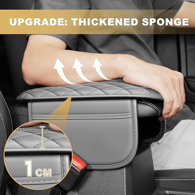 Center Console Cover Fit for Accord: Scratch and Wear Resistant Console Cover Leather with 2 Storage Bags -Upgraded Armrest Coverfor Car,Anti-Scratch Auto Armrest Pad Accessory （Black