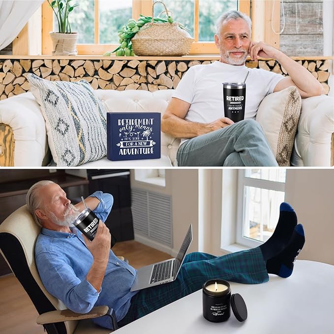 Retirement Gifts for Men 2026, 20 Oz Tumbler Best Retirement Gifts Basket, Happy Funny Retirements Gift for Dad, Grandpa, Coworker, Teachers, Boss, Friends, Retirees
