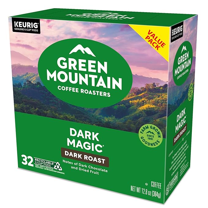 Green Mountain Coffee Roaster Dark Magic Keurig Single-Serve K-Cup Pods, Dark Roast Coffee, 32 Count