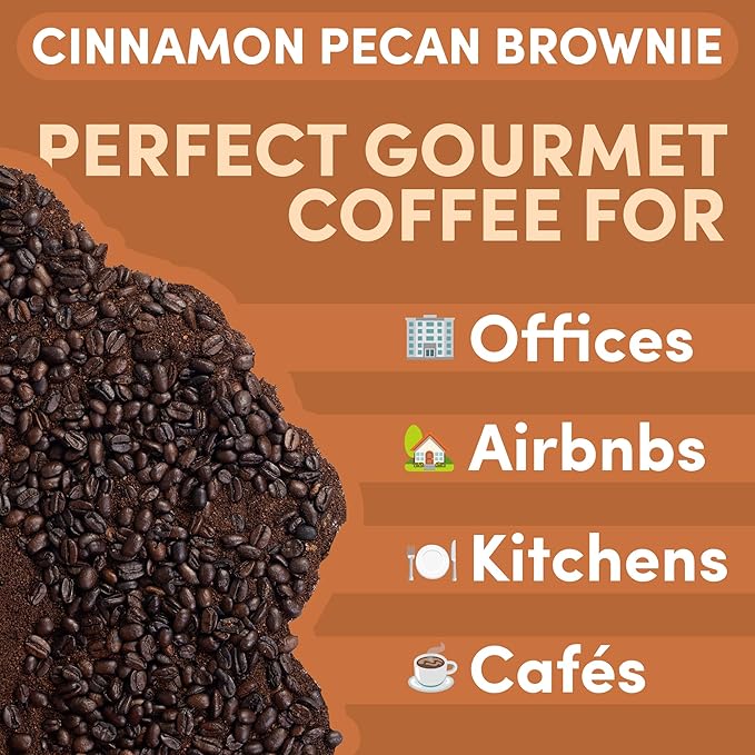 2 lb Cinnamon Pecan Brownie Ground Coffee | Cinnamon & Pecan Flavored Dessert Coffee | Bulk Sweet Nutty Flavored Ground | Specialty Grade | 32 oz