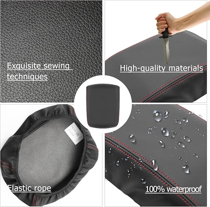 Explorer Center Console Cover Compatible with 2024 2025 Ford Explorer Accessories 2025 Explorer Armrest Cover Center Console Pad Explorer ST/ST-Line/Platinum Armrest Console Cover Soft Leather,Black
