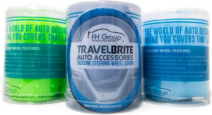 FFH Group Universal Fit Silicone with Nibs and Pattern Massaging Grip Steering Wheel Cover fits most Cars, SUVs, Trucks, and Vans Black