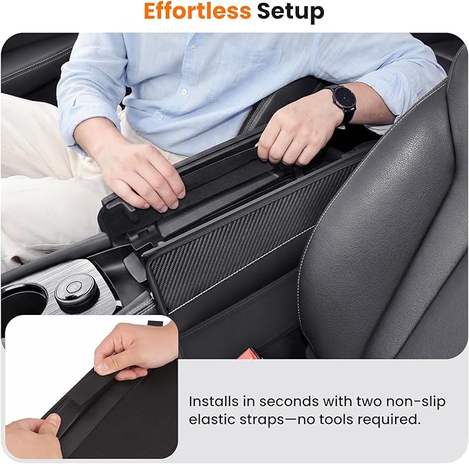 Center Console Armrest Cover for Nissan Rogue 2021-2026, Middle Console Pad Lid Cover Protector Elbow Arm Rest with Side Pockets, Rogue Interior Accessories, PU Leather (Carbon Fiber Pattern)