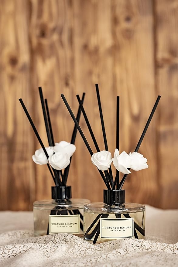 CULTURE & NATURE Reed Diffuser Set 6.7oz (200ml) April Flower Scented Diffuser with Sticks Home Fragrance Reed Diffuser for Bathroom Shelf Decor