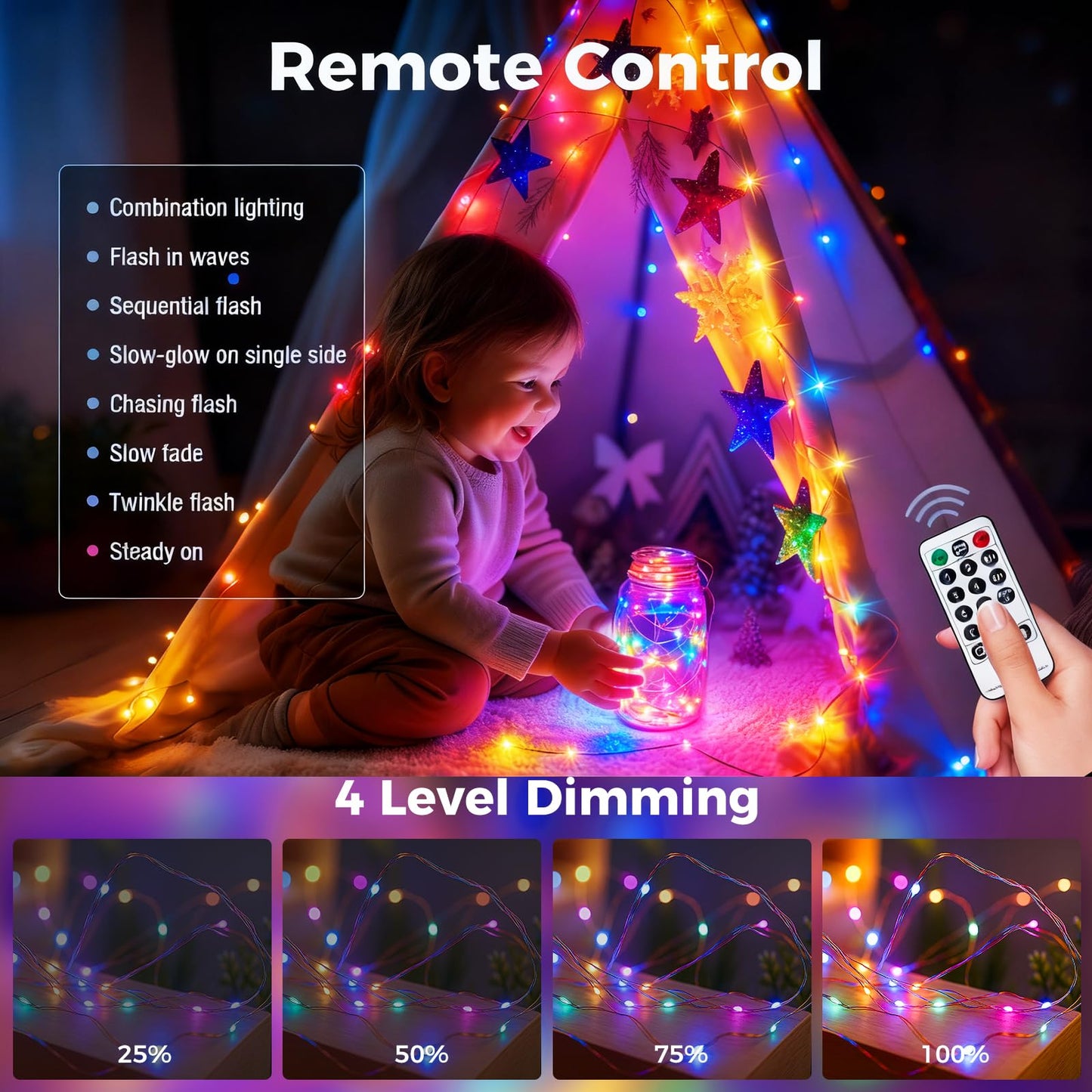 btfarm Fairy Lights 66FT 200 LED Waterproof Multicolor String Lights with Remote and Timer, Model TL04-2ARM