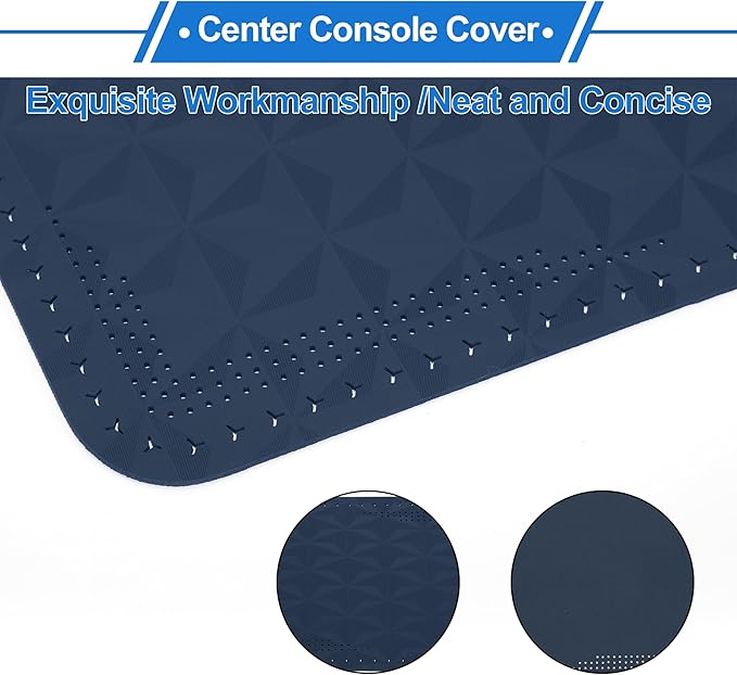 Car Center Console Cushion Pad 12.59"X6.29" Center Console Cover Armrest Seat Box Cover Faux Leather Blue