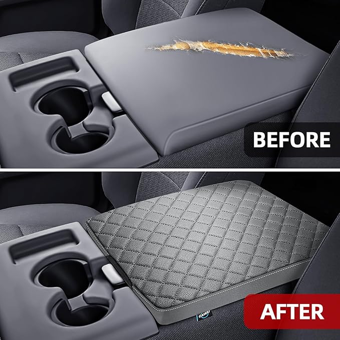 Center Console Cover Fit for 2011-2016 Ford F250 F350 F450 Super Duty 2011-2014 F150 with Jump Seat, Armrest Cover Center Console Cushion, Customized Accessories Gray (Only Jump Seat)
