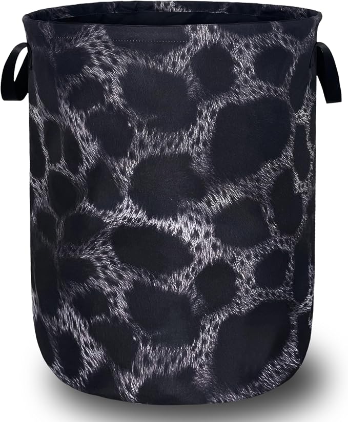 Grey Black Leopard Print Laundry Basket Foldable Animal Leopard Laundry Hamper Oxford Cloth Colorful Tote Bag Clothes Toy Storage Bucket For Bathroom/Laundry Storage/Bedroom 18.9 x 16.5 Inch