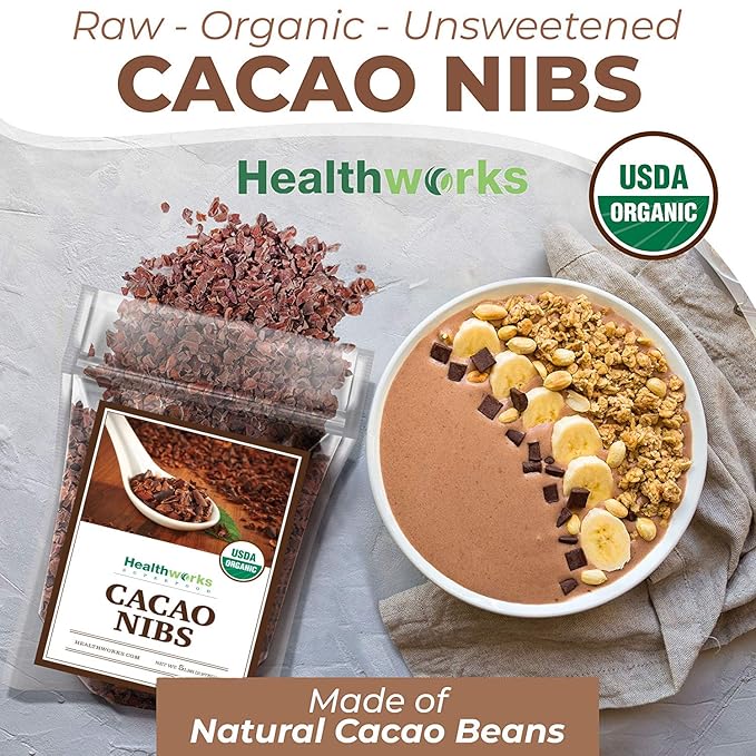 Healthworks Superfoods Cacao Nibs Organic - 80 Oz / 5 Lb - Criollo Bean - Raw Unsweetened Chocolate Substitute - Certified Organic - Keto, Vegan & Non-GMO - Antioxidant