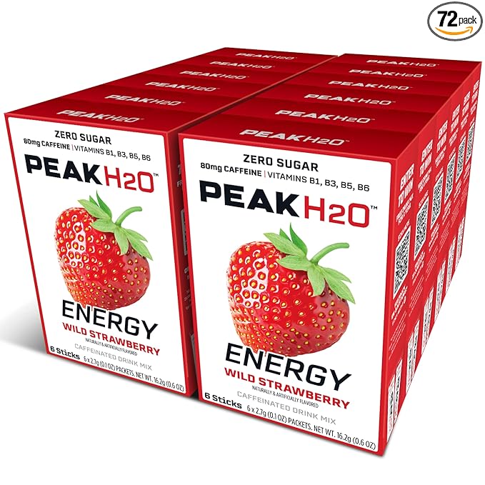 PeakH20 Electrolytes Powder Hydration Packets | Strawberry | 72 Servings | Sugar Free Water Flavor Packets for Workout Recovery