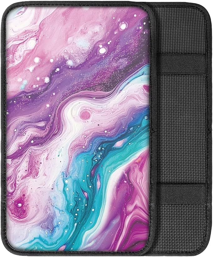 Purple Marble Print Car Center Console Armrest Cover Pad Comfy Soft Armrest Cover Pad Purple Marble Automotive Accessories Decoration for Truck Sedan SUV