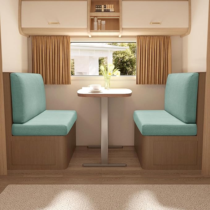 Stretch Rv Cushion Covers,Dinette Booth Seats with 1 Backrest & 1 Bench Cover,38 in Camper Covers Dinette Booth Set,Camper Cushion Table,1 Set-Pine Green