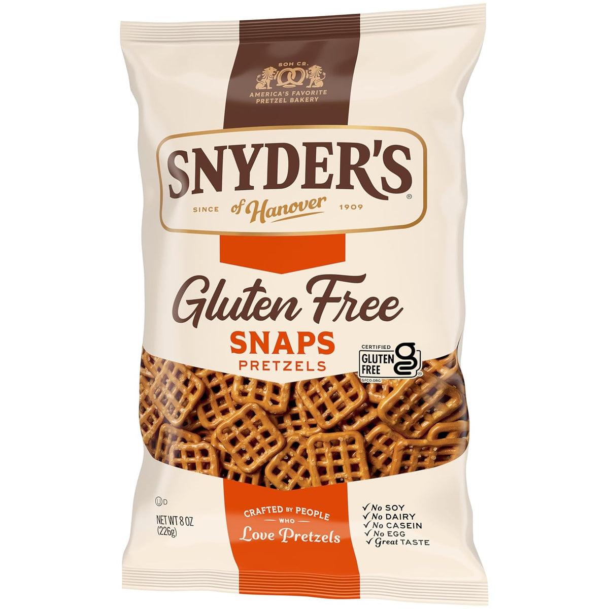 Snyder's of Hanover Gluten Free Snaps Pretzels, 8 Oz Bag