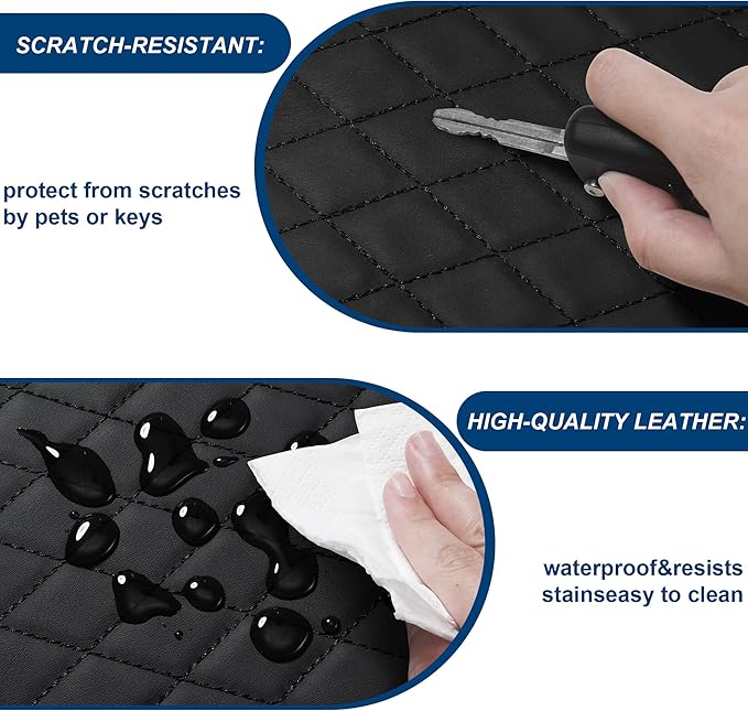 Center Console Cover Fit for VW/Volkswagen Tiguan Leather Armrest Cover with 2 Storage Bags-Waterproof Scratch & Wear Resistant(Black)
