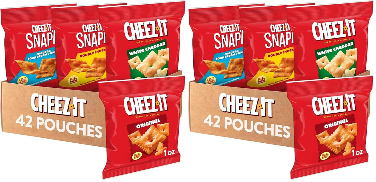 Cheez-It Cheese Crackers, Baked Snack Crackers, Lunch Snacks, Variety Pack (42 Packs)