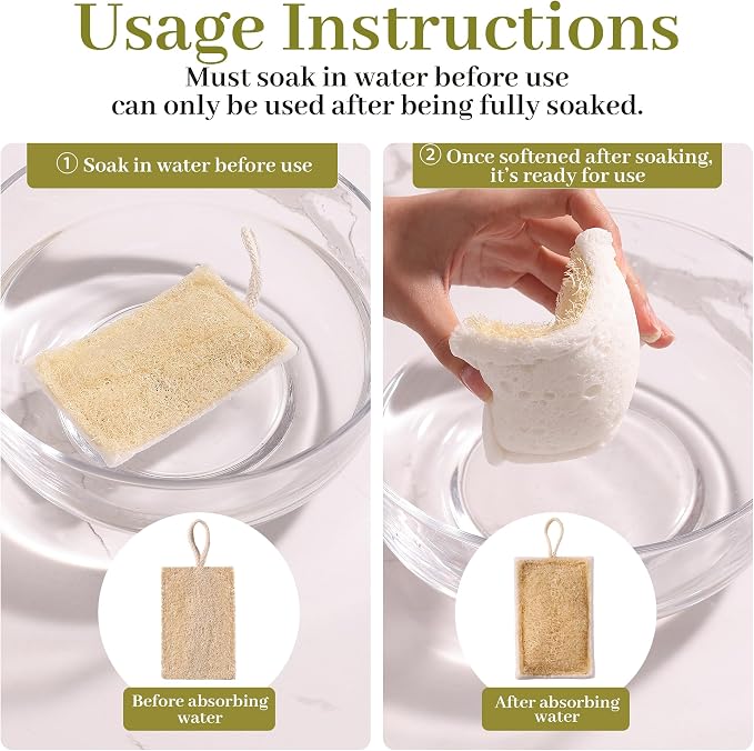 JOYMOOP Compressed Cellulose & Loofah Scrubbers, Non-Scratch Scrub Sponge, Kitchen Sponges for Dishes, 6-Pack, Dual-Sided Dish Sponge for Nonstick Cookware & All Surfaces