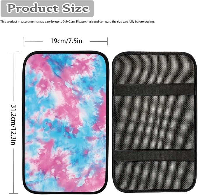Tie Dye Pattern Car Center Console Cover Automotive Armrest Cushion Washable Car Center Console Pad Sweat Absorbing Center Console Cover Car Accessories