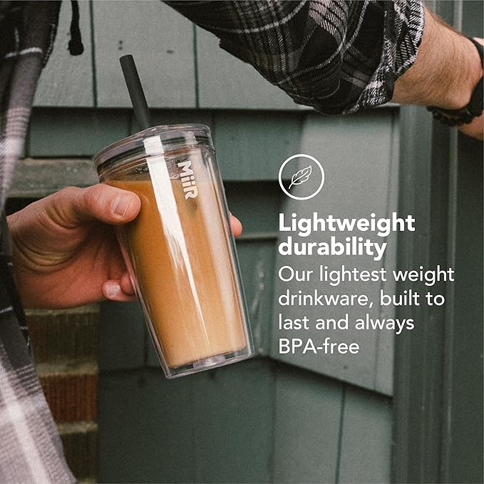 MiiR Everywhere Straw Tumbler 16oz - Durable Double Wall Tumbler with Lid and Straw, Lightweight, Shatter-Resistant, Perfect for On-the-Go Sipping