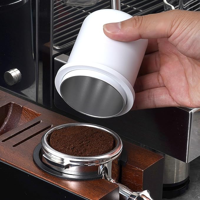 IKAPE 51MM, 54MM Espresso Dosing Cup, Compatible with All the 51MM to 54MM Portafilters, Espresso Coffee Accessory, Made of Aluminum (White)