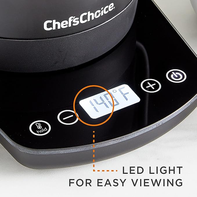 Chef'sChoice Electric Kettle Gooseneck Style Perfect for Pour-Overs Stainless Steel Construction 1200 Watts with Auto-Shutoff & Boil-Dry Protection, 1-Quart, Black