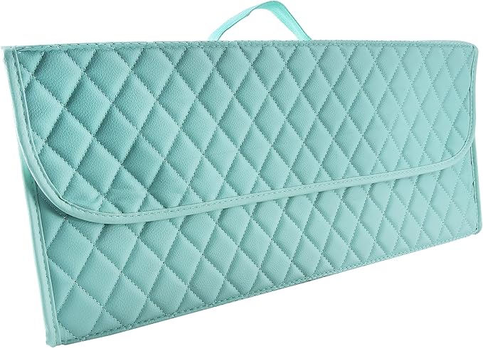 Trunk Organizer for Car,Foldable Car Organizer Back Seat,Tool Storage Organizer for Suv,Car Trunk Organizer and Storage for Sedan (Leather-Green, 19.9 inch*9.5 inch)