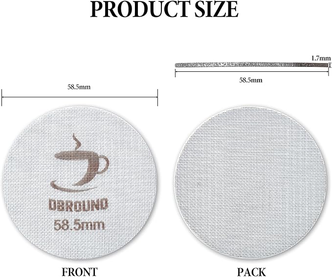 58.5mm Espresso Puck Screen - 2 Packs 1.7mm Thickness 150μm Espresso Puck Screen with Walnut Holder,Reusable Stainless Steel Replacement Part Compatible with 58mm Portafilter Series Espresso
