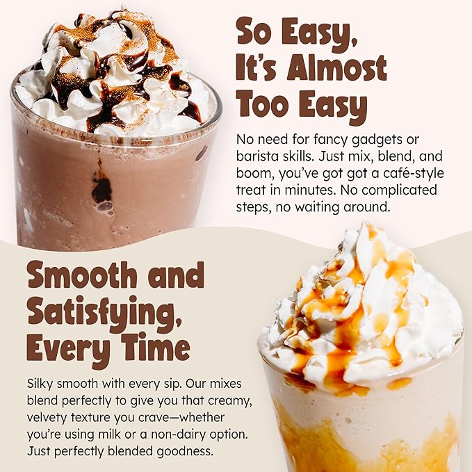 Frozenta At Home Frozen Beverage Drink Base used with Cold Brew, Espresso, Milk to create frozen Frappes, Mochas, Lattes, and Smoothies (20 Servings, Polar Powder)