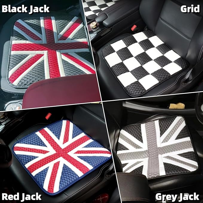 Universal British Flag Car Seat Cushion for MINI Cooper Compatible w/Clubman Countryman Cooper S J01 J05 U25 R/F Series Cooling Pad & Memory Foam (Red)