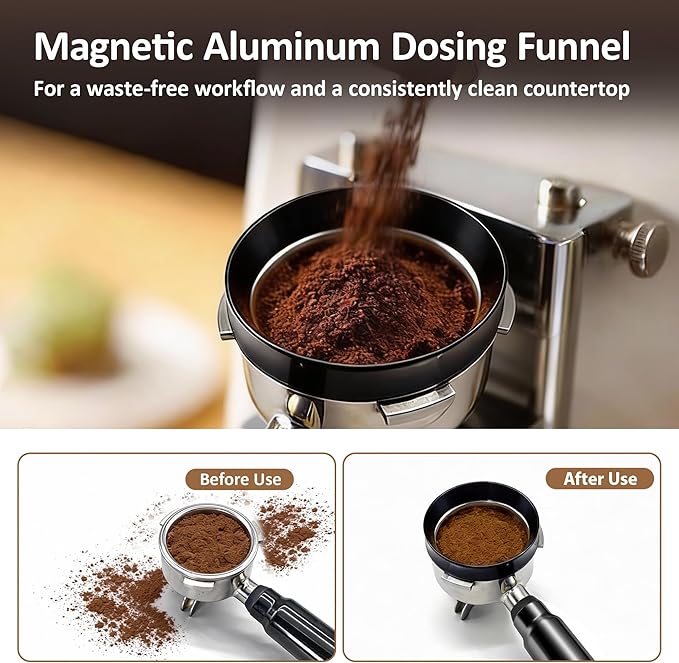 51mm Espresso Accessories Kit, Spring Loaded Calibrated Tamper, WDT Tool, Dosing Funnel Set, Fits Delonghi 51mm Espresso Coffee Machines and Portafilter, for a Clean & Tidy Workspace