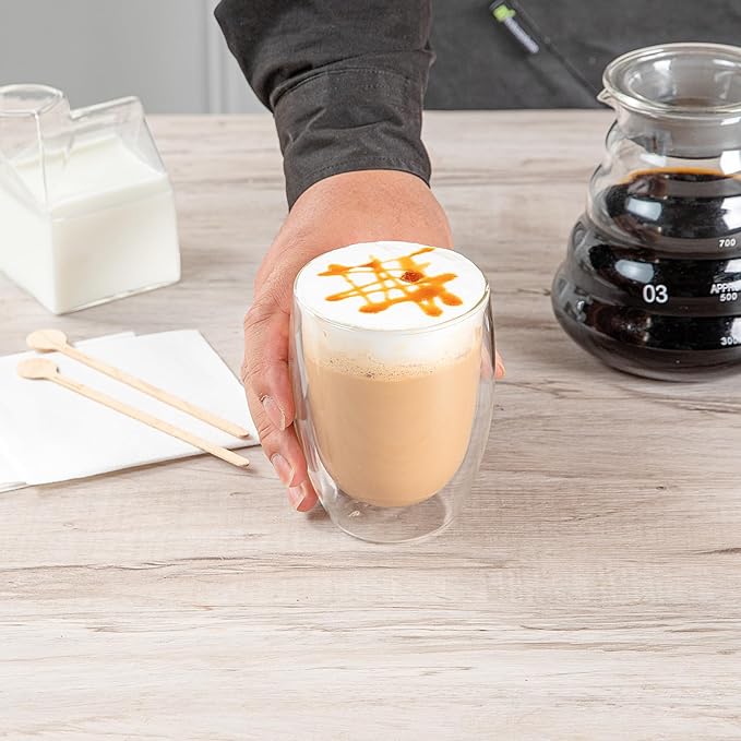 Restaurantware Coffee Cup 12 Pack of 11.8 oz Insulated Double-Wall Glass Borosilicate Coffee Cup Espresso Shot Dishwasher Safe For Hot Drinks