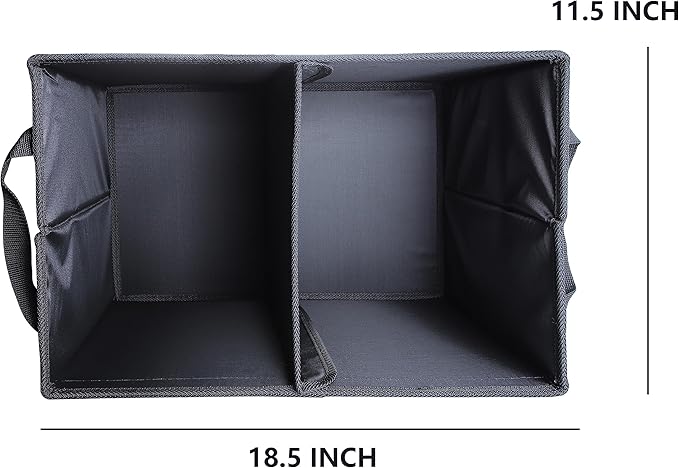 Foldable Car Organizer - Trunk Organizer and Storage for Car, SUV, Sedan (Leather-Black, 18.5" x 11.5")