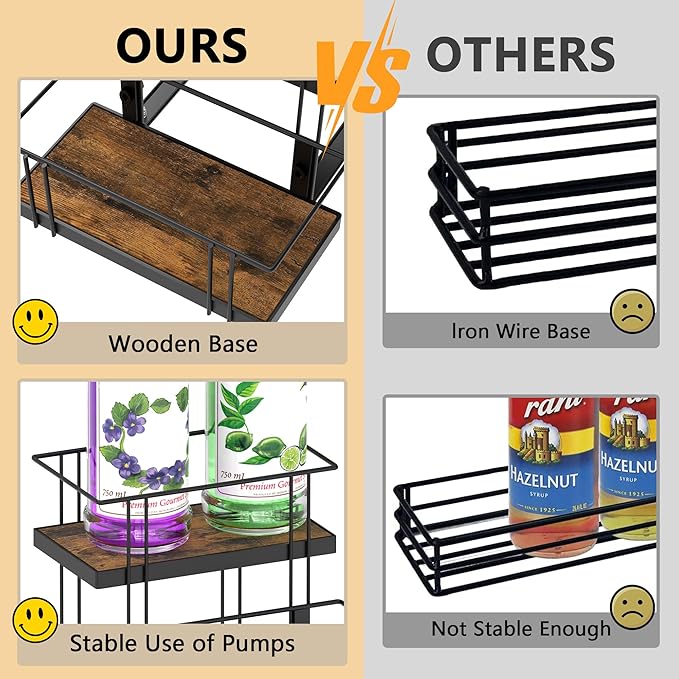 Alyoen Coffee Syrup Rack Organizer, 4 Bottles Syrup Holder Stand for Coffee Bar, Small Coffee Bar Organizer Shelf, Coffee Station Organizer for Countertop Wine, Liquor