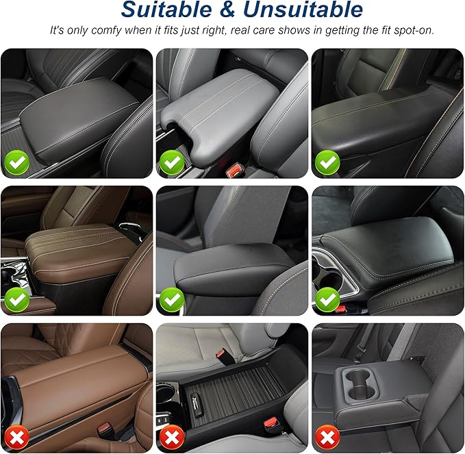 Car Center Console Cover Fit for Volkswagen Atlas Faux Leather Auto Armrest Box Cover with Cup Holder & Phone Holder Waterproof Leather Armrest Protector Cushion(Beige)