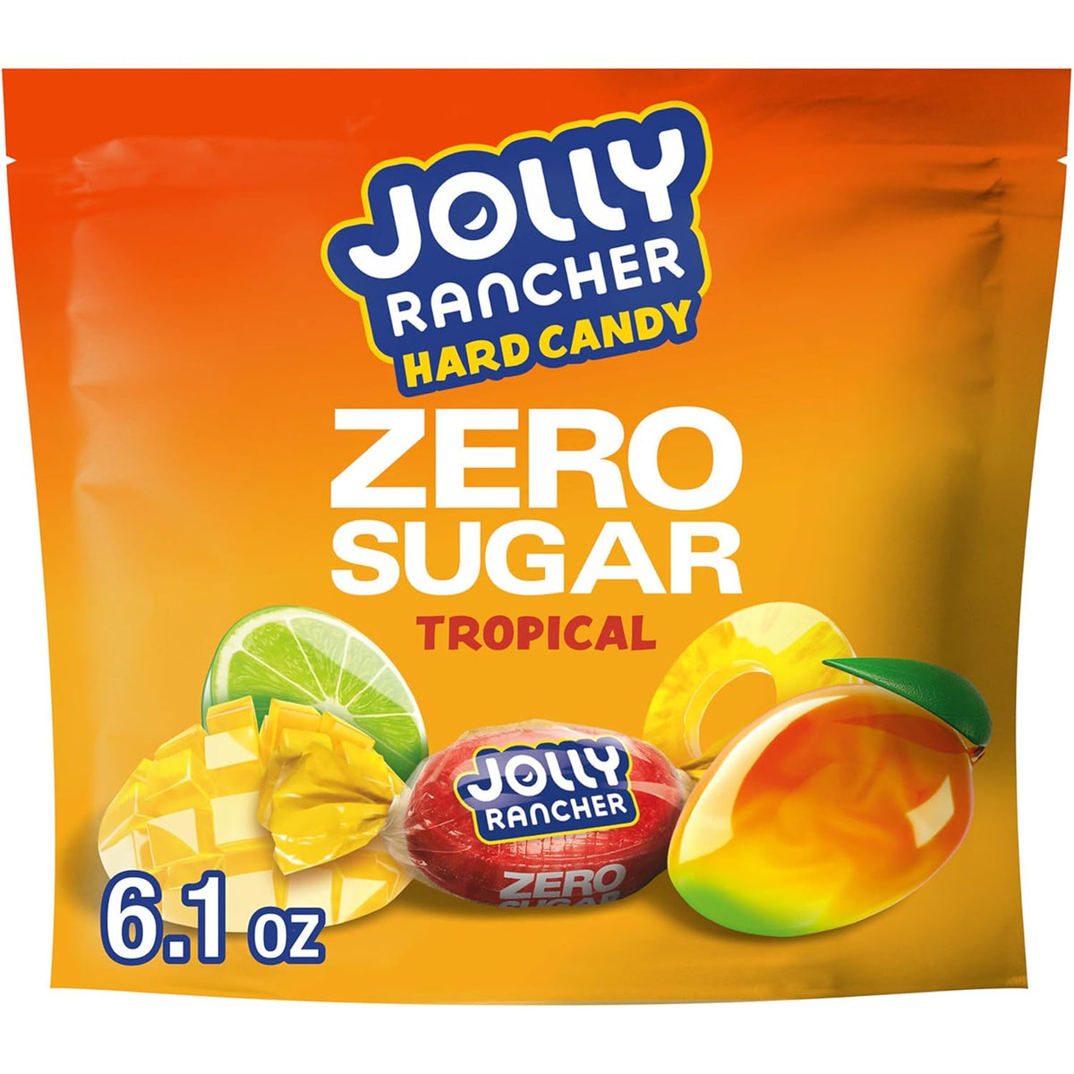 JOLLY RANCHER Zero Sugar Tropical Fruit Flavored Hard Candy Bag, 6.1 oz