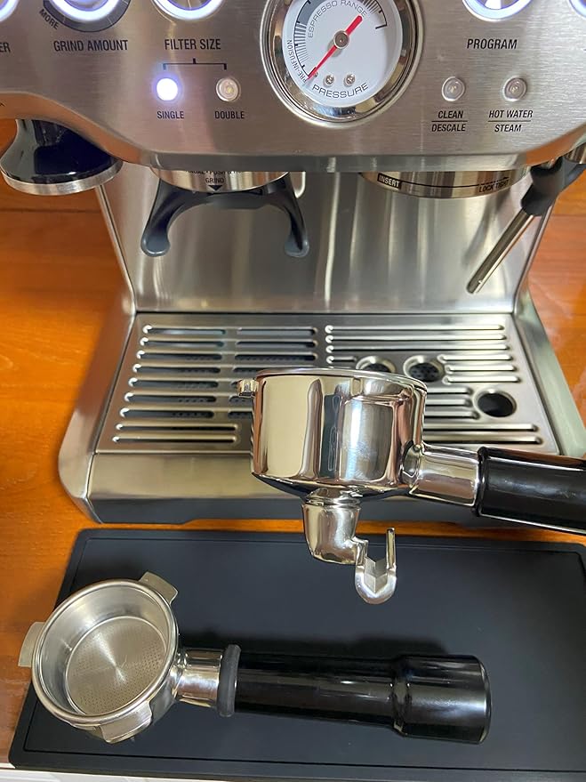 54mm Double Spout Portafilter - Compatible with Breville Barista Express, Bambino, Infuser, Duo Espresso Machines - Double Shot Filter Basket - Plastic