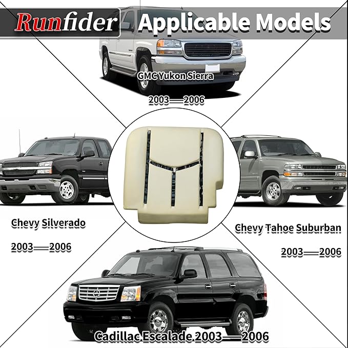 Driver Side Bottom Replacement Seat Foam Cushion Seat Foam Pad Compatible with Chevy Avalanche Silverado Suburban Tahoe GMC Sierra Yukon 2003 2004 2005 2006